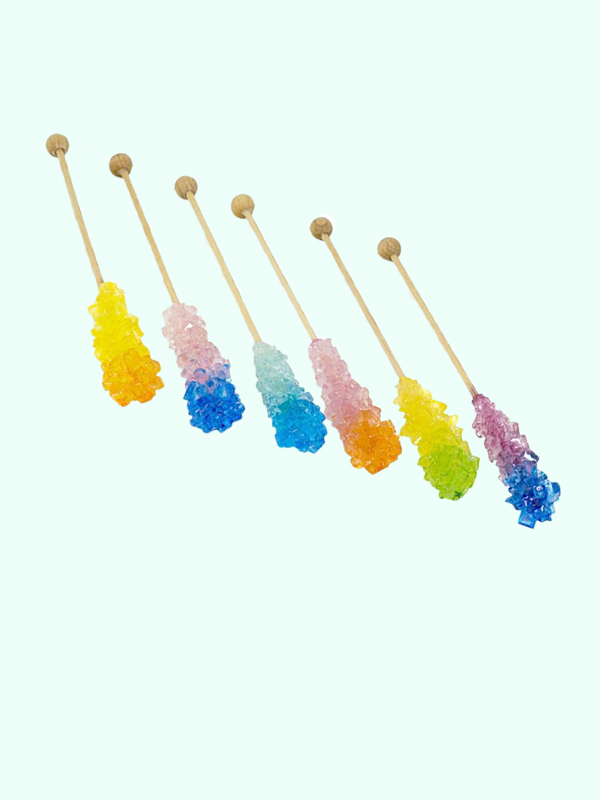 rock candy, rock candy on a stick, cane sugar, hand crafted, colorful
